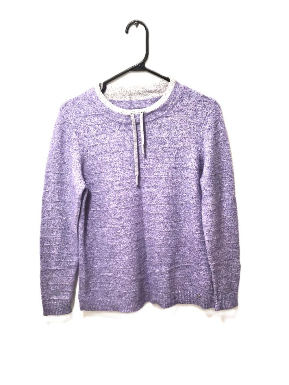 Olsen Henny Lilac Melange Knit Drawstring Jewel Neck Sweater Granola Girl Sporty